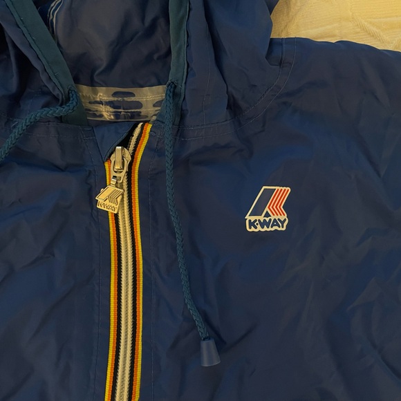 Vintage 70s 80s K-WAY windbreaker rain jacket blue - Picture 5 of 6